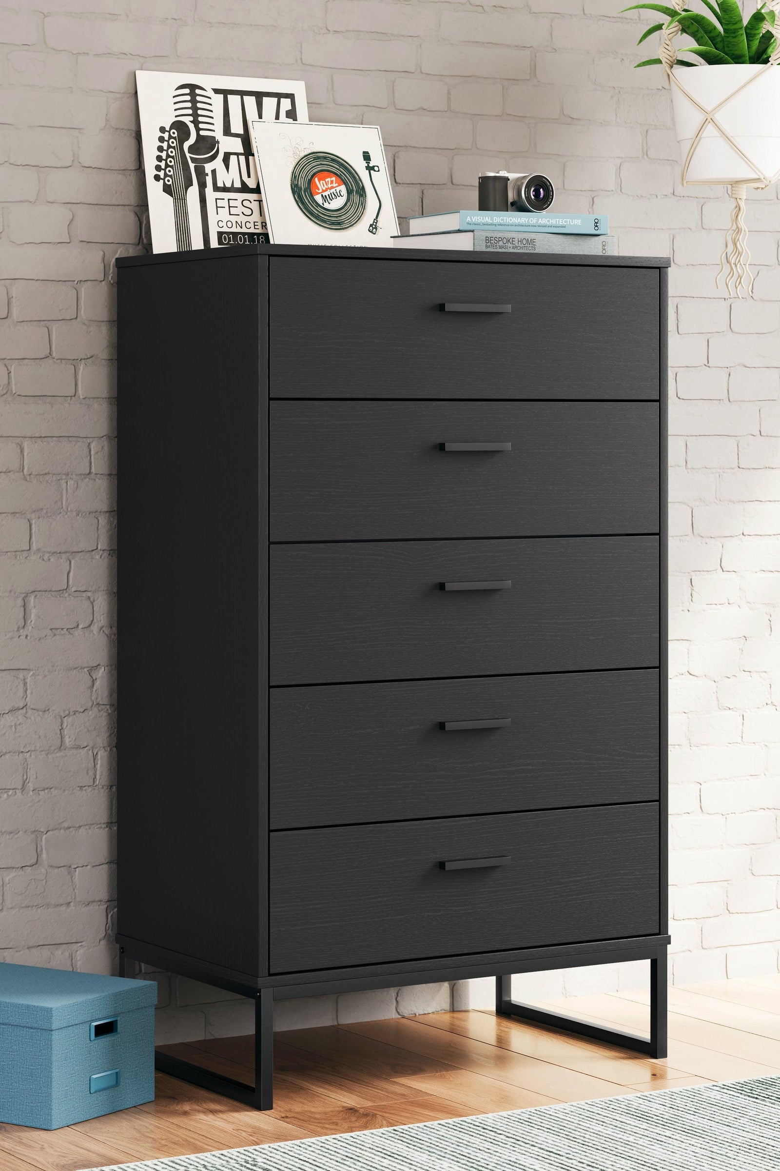 Socalle Black Chest of Drawers - Ella Furniture