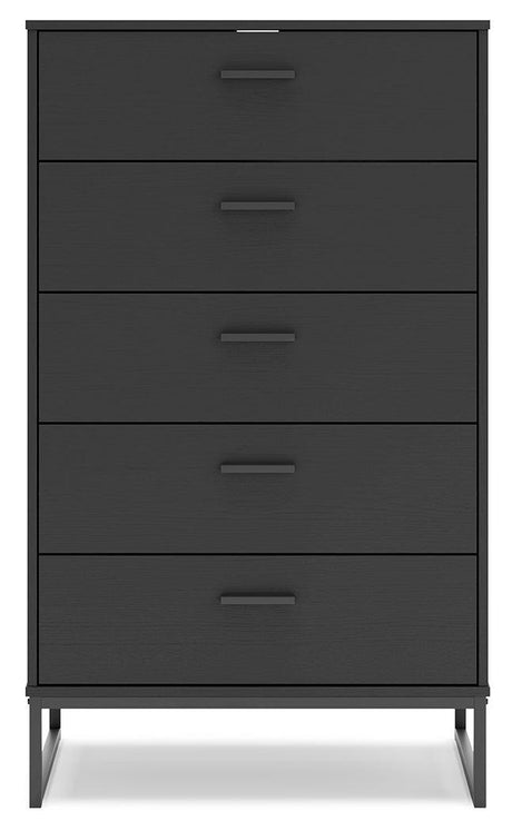Socalle Black Chest of Drawers - Ella Furniture