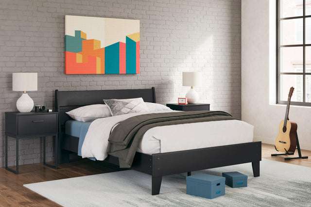 Socalle Black Full Panel Platform Bed - Ella Furniture