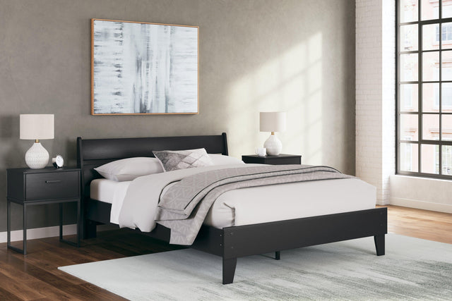 Socalle Black Queen Panel Platform Bed - Ella Furniture