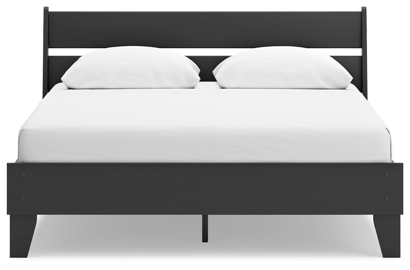 Socalle Black Queen Panel Platform Bed - Ella Furniture