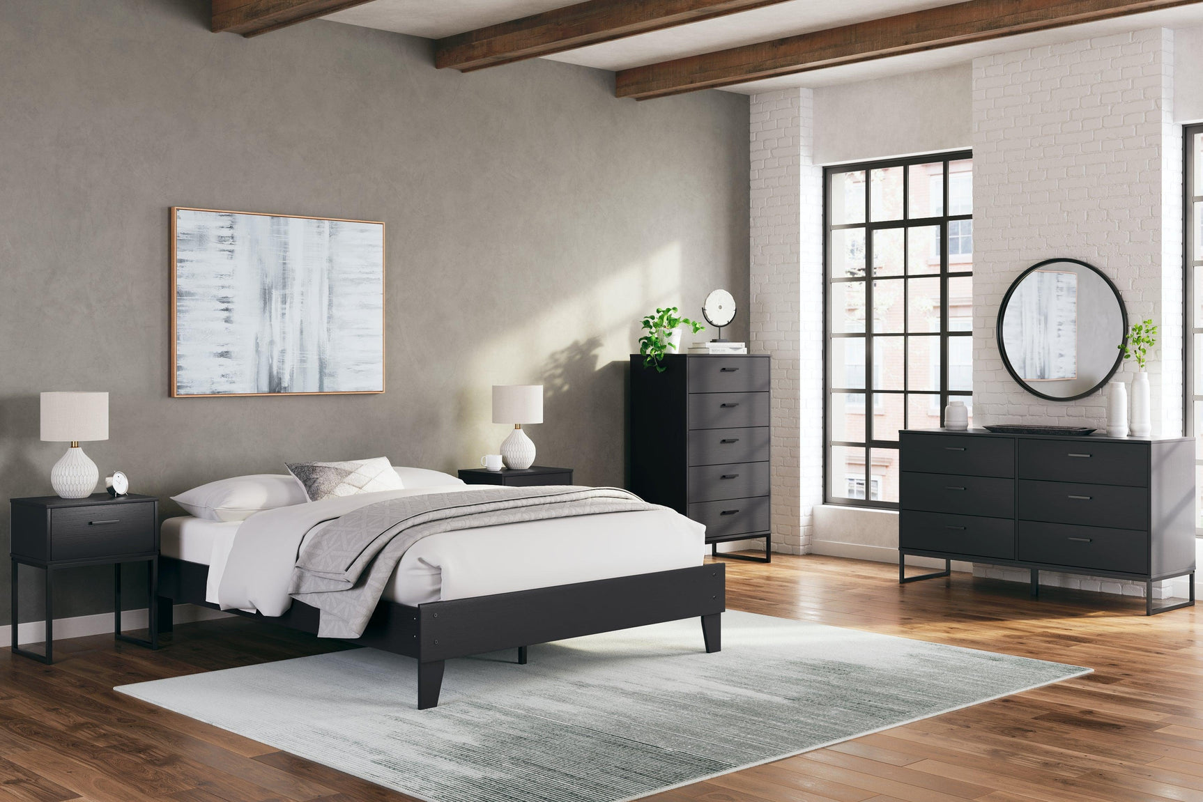 Socalle Black Queen Platform Bed - Ella Furniture