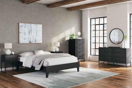 Socalle Black Queen Platform Bed - Ella Furniture