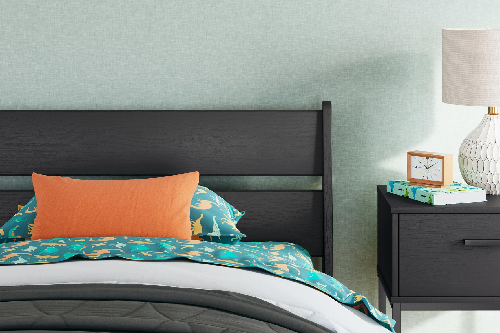 Socalle Black Twin Panel Platform Bed - Ella Furniture
