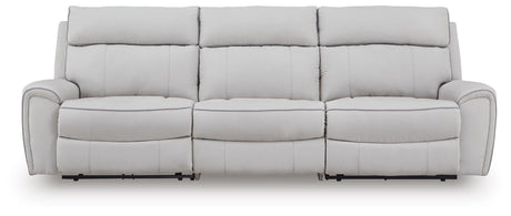 Social Pointe Pearl/Ash Chenille 3-Piece Power Reclining Sectional view 2