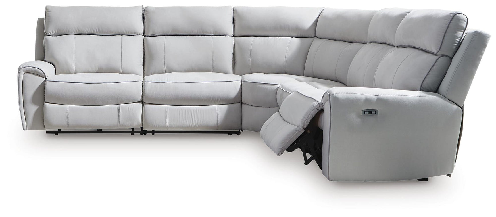 Social Pointe Pearl/Ash Chenille 5-Piece Power Reclining Sectional view 3