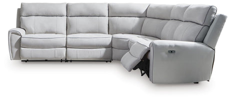 Social Pointe Pearl/Ash Chenille 5-Piece Power Reclining Sectional view 3