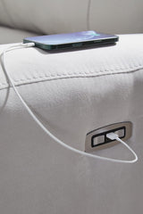 Social Pointe Pearl/Ash Chenille 5-Piece Power Reclining Sectional detail view