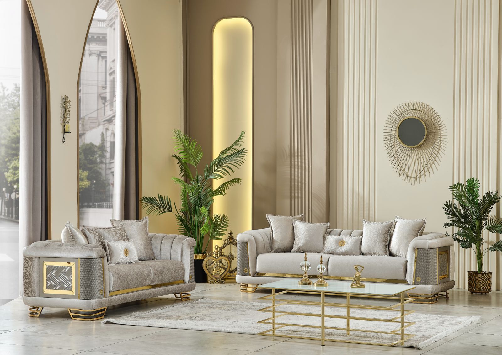 Romance Light Gray Living Room Set