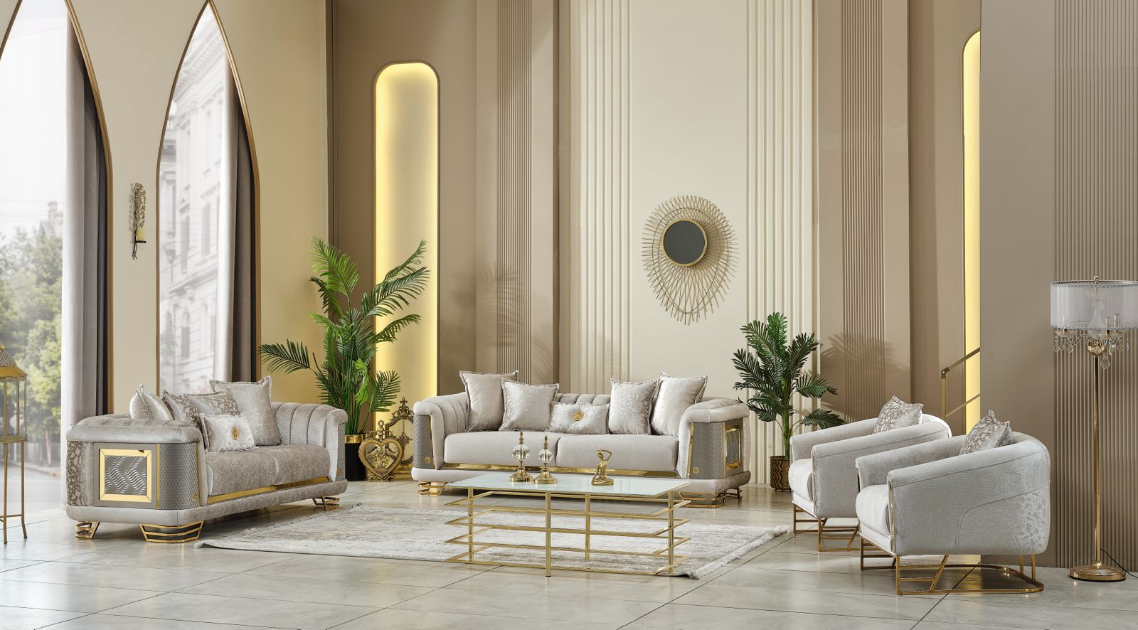 Romance Light Gray Living Room Set