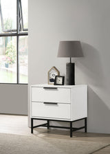 Sonora 2-drawer Nightstand Bedside Table White 224862 - Ella Furniture