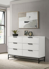 Sonora 6-drawer Bedroom Dresser White 224863 - Ella Furniture