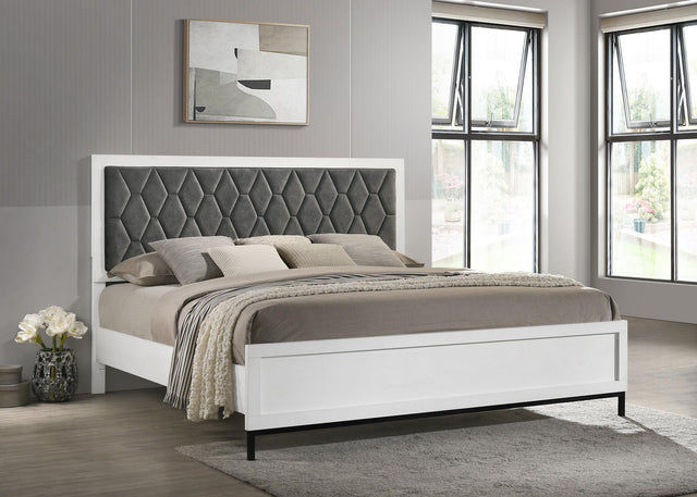 Sonora Eastern King Upholstered Panel Bed White 224861KE - Ella Furniture