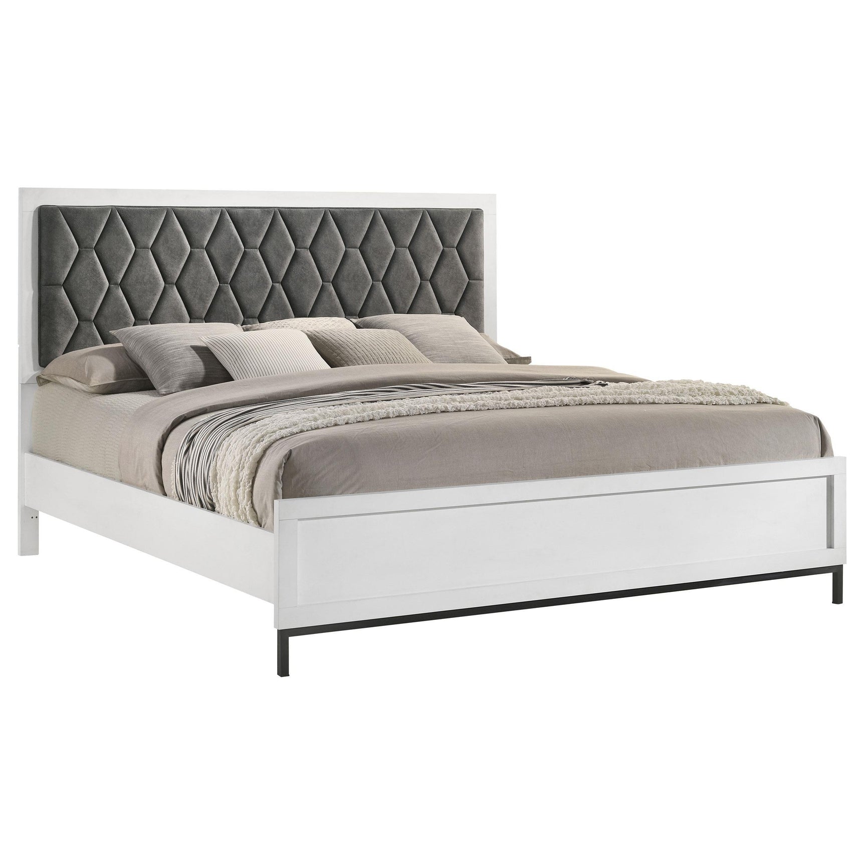 Sonora Eastern King Upholstered Panel Bed White 224861KE - Ella Furniture
