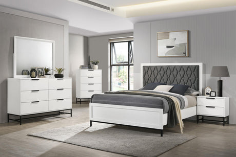 Sonora Queen Upholstered Panel Bed White 224861Q - Ella Furniture