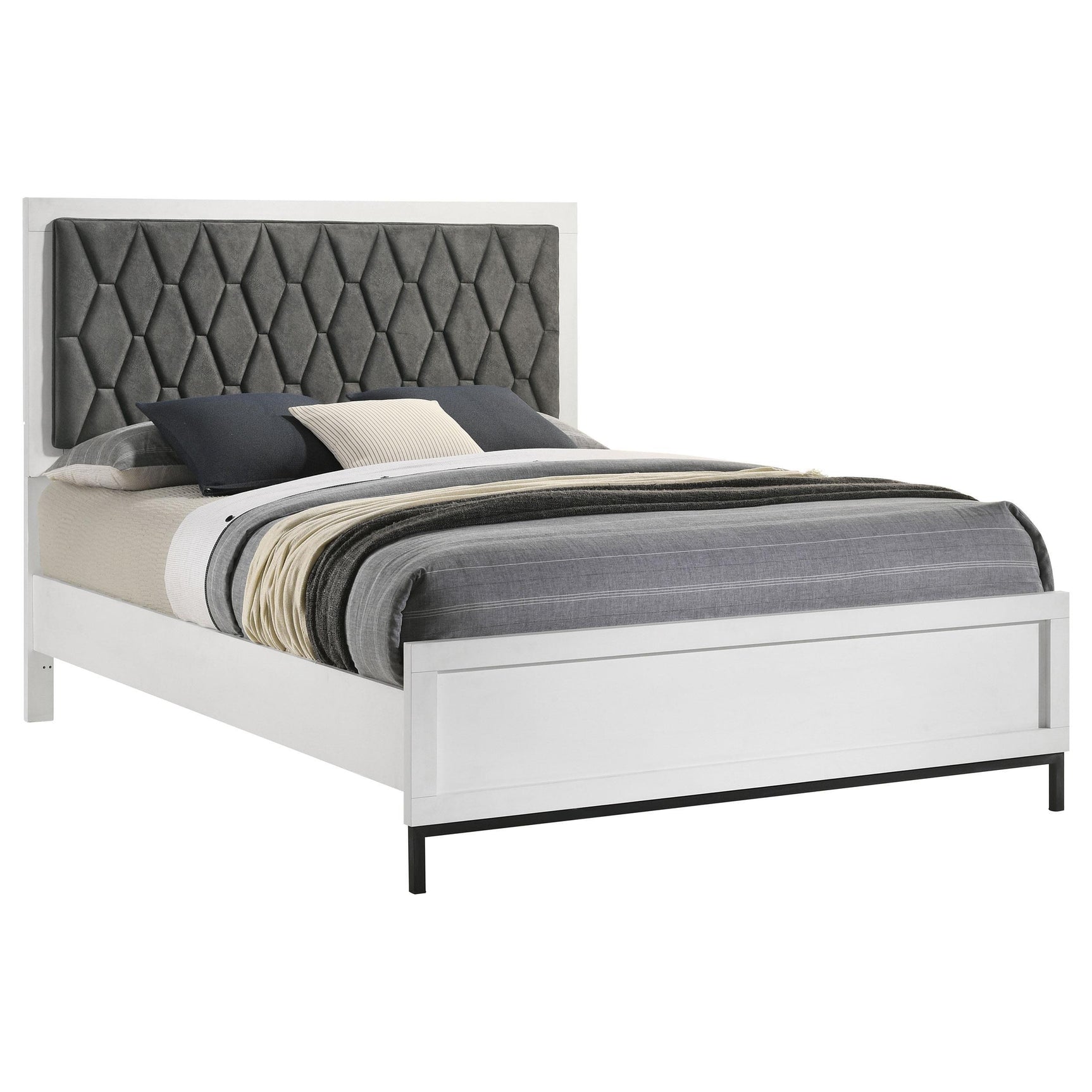 Sonora Queen Upholstered Panel Bed White 224861Q - Ella Furniture