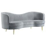 SOPHIA Sophia 2-piece Upholstered Channel Tufted Sofa Set Grey 506864-S2 - Ella Furniture