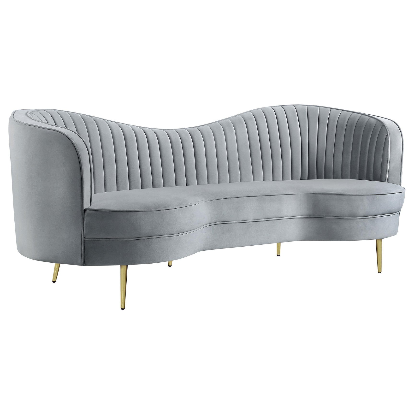 SOPHIA Sophia 2-piece Upholstered Channel Tufted Sofa Set Grey 506864-S2 - Ella Furniture