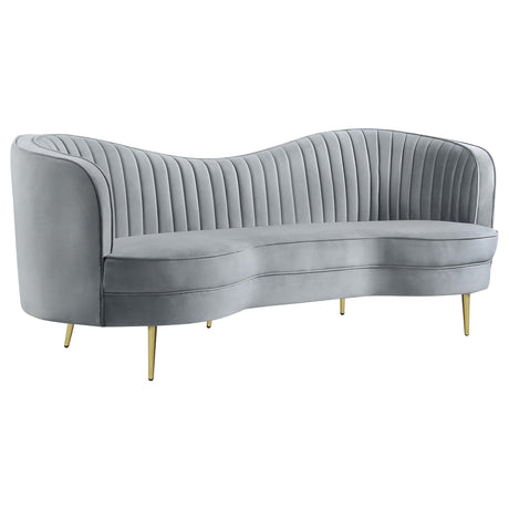 SOPHIA Sophia 2-piece Upholstered Channel Tufted Sofa Set Grey 506864-S2 - Ella Furniture