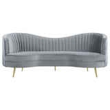SOPHIA Sophia 2-piece Upholstered Channel Tufted Sofa Set Grey 506864-S2 - Ella Furniture