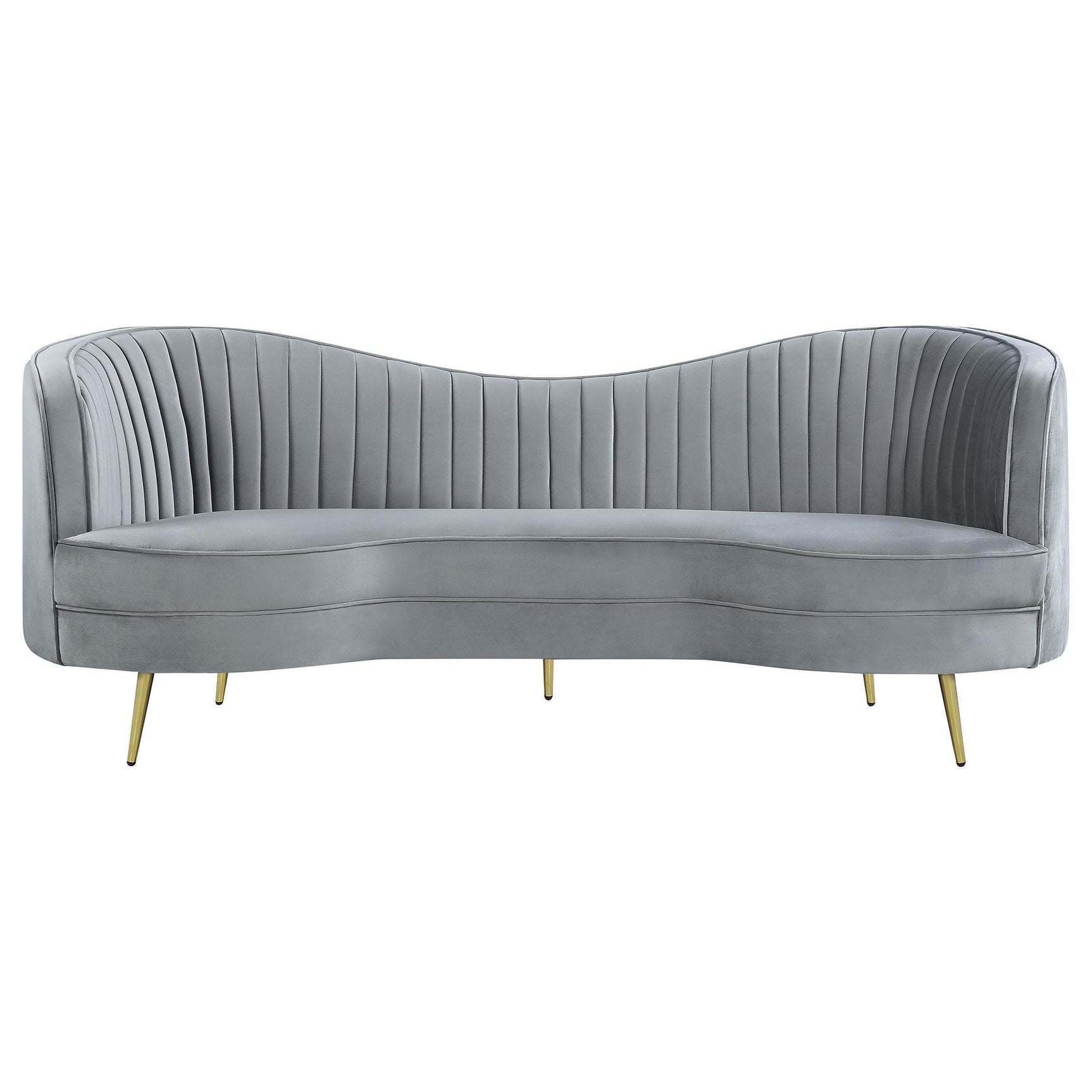 SOPHIA Sophia 2-piece Upholstered Channel Tufted Sofa Set Grey 506864-S2 - Ella Furniture