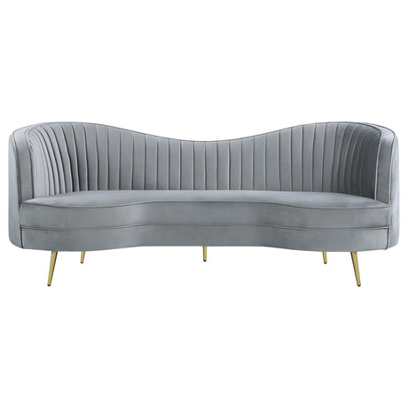 SOPHIA Sophia 2-piece Upholstered Channel Tufted Sofa Set Grey 506864-S2 - Ella Furniture