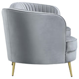 SOPHIA Sophia 2-piece Upholstered Channel Tufted Sofa Set Grey 506864-S2 - Ella Furniture