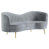 SOPHIA Sophia 2-piece Upholstered Channel Tufted Sofa Set Grey 506864-S2 - Ella Furniture