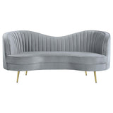 SOPHIA Sophia 2-piece Upholstered Channel Tufted Sofa Set Grey 506864-S2 - Ella Furniture