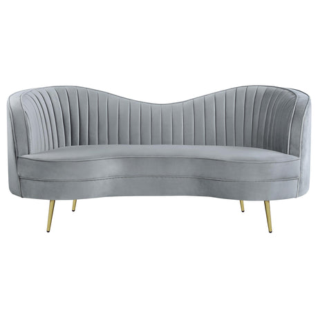 SOPHIA Sophia 2-piece Upholstered Channel Tufted Sofa Set Grey 506864-S2 - Ella Furniture