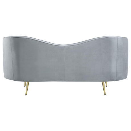 SOPHIA Sophia 2-piece Upholstered Channel Tufted Sofa Set Grey 506864-S2 - Ella Furniture