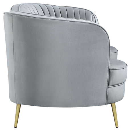 SOPHIA Sophia 2-piece Upholstered Channel Tufted Sofa Set Grey 506864-S2 - Ella Furniture
