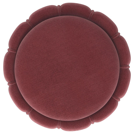 Sora Round Upholstered Ottoman Berry 910290 - Ella Furniture