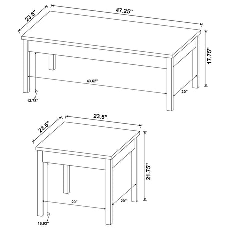Stacie 3-Piece Composite Wood Coffee Table Set Antique Pine And White 709950 - Ella Furniture