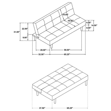 Stanford Motion Collection Stanford Multipurpose Upholstered Tufted Convertible Sofa Bed Black 360238 - Ella Furniture