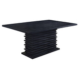 Stanton Black Rectangle Pedestal Dining Room Set - Ella Furniture