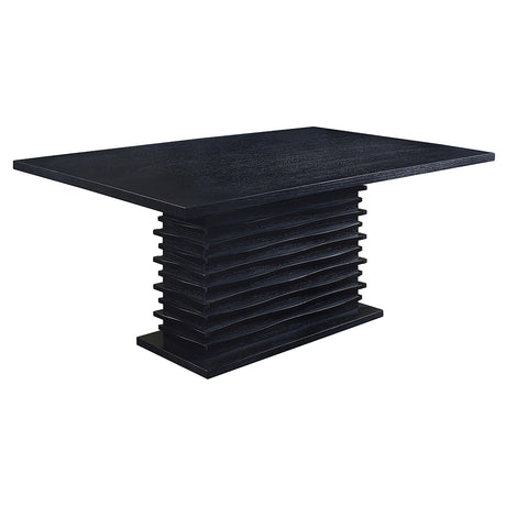 Stanton Black Rectangle Pedestal Dining Room Set - Ella Furniture