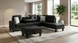 Star Black PU Sectional with Drop-Down Console and Storage Ottoman from Ella Furniture
