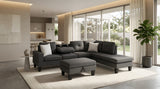 Star Dark Grey Fabric Sectional with Storage Ottoman and Drop-Down Table from Ella Furniture