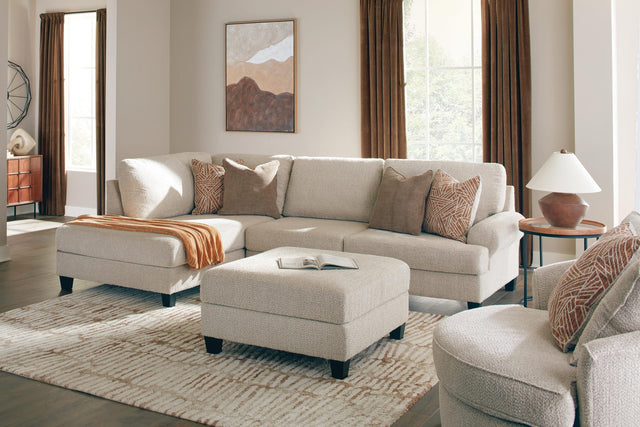 Steelwater Latte Retreat 2-Piece Sectional with Chaise and Oversized Accent Ottoman from Ella Furniture
