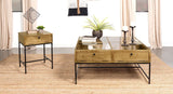 Stephie 4-Drawer Square Clear Glass Top Coffee Table Honey Brown 704698 - Ella Furniture