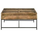 Stephie 4-Drawer Square Clear Glass Top Coffee Table Honey Brown 704698 - Ella Furniture