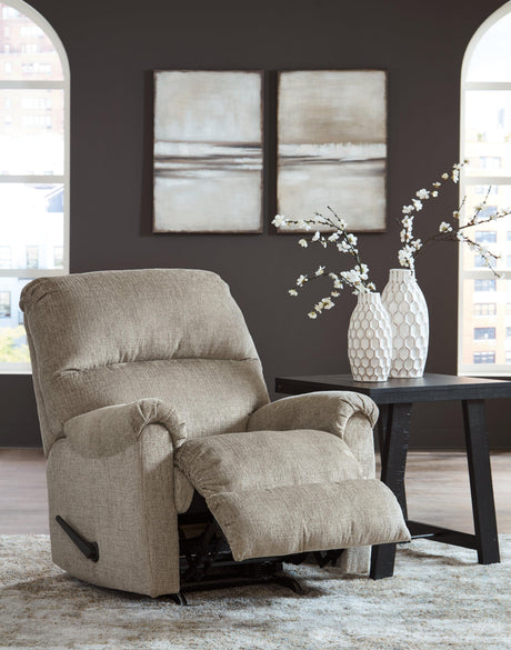 Stonemeade Taupe Chenille Recliner - Ella Furniture