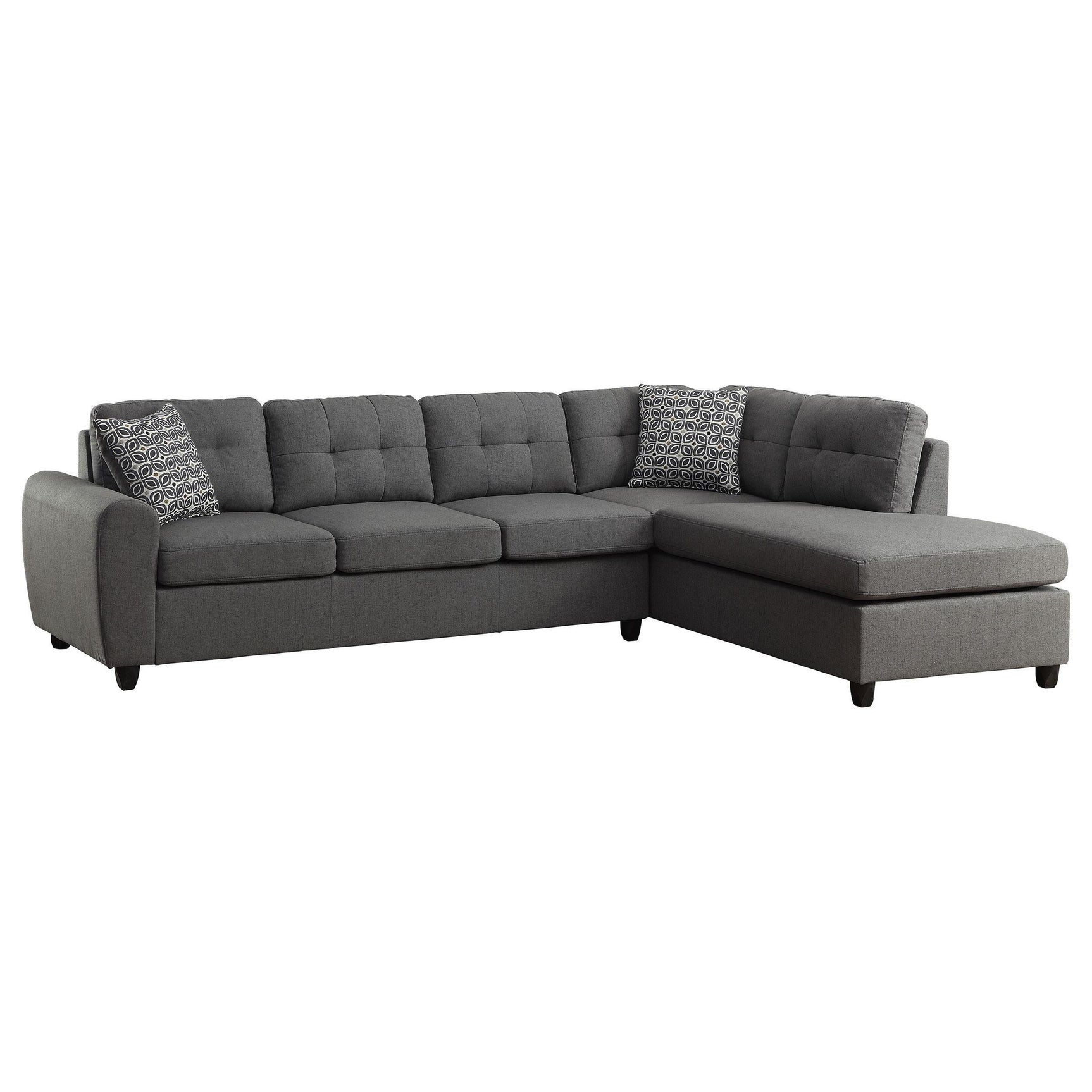 STONENESSE SECTIONAL Stonenesse Sectional Sofa with Storage Ottoman Set Grey 500413-S2 - Ella Furniture