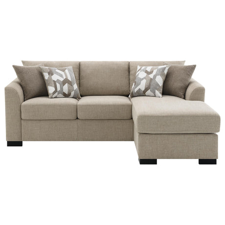 Storey Upholstered Sleeper Sectional Chaise Sofa Camel 504778 - Ella Furniture