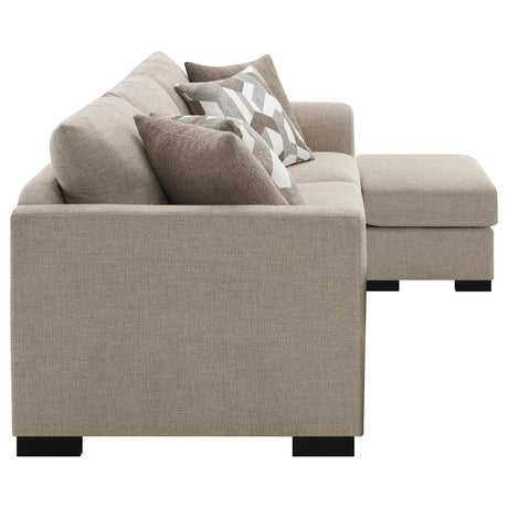 Storey Upholstered Sleeper Sectional Chaise Sofa Camel 504778 - Ella Furniture
