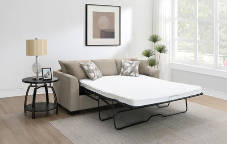 Storey Upholstered Sleeper Sectional Chaise Sofa Camel 504778 - Ella Furniture