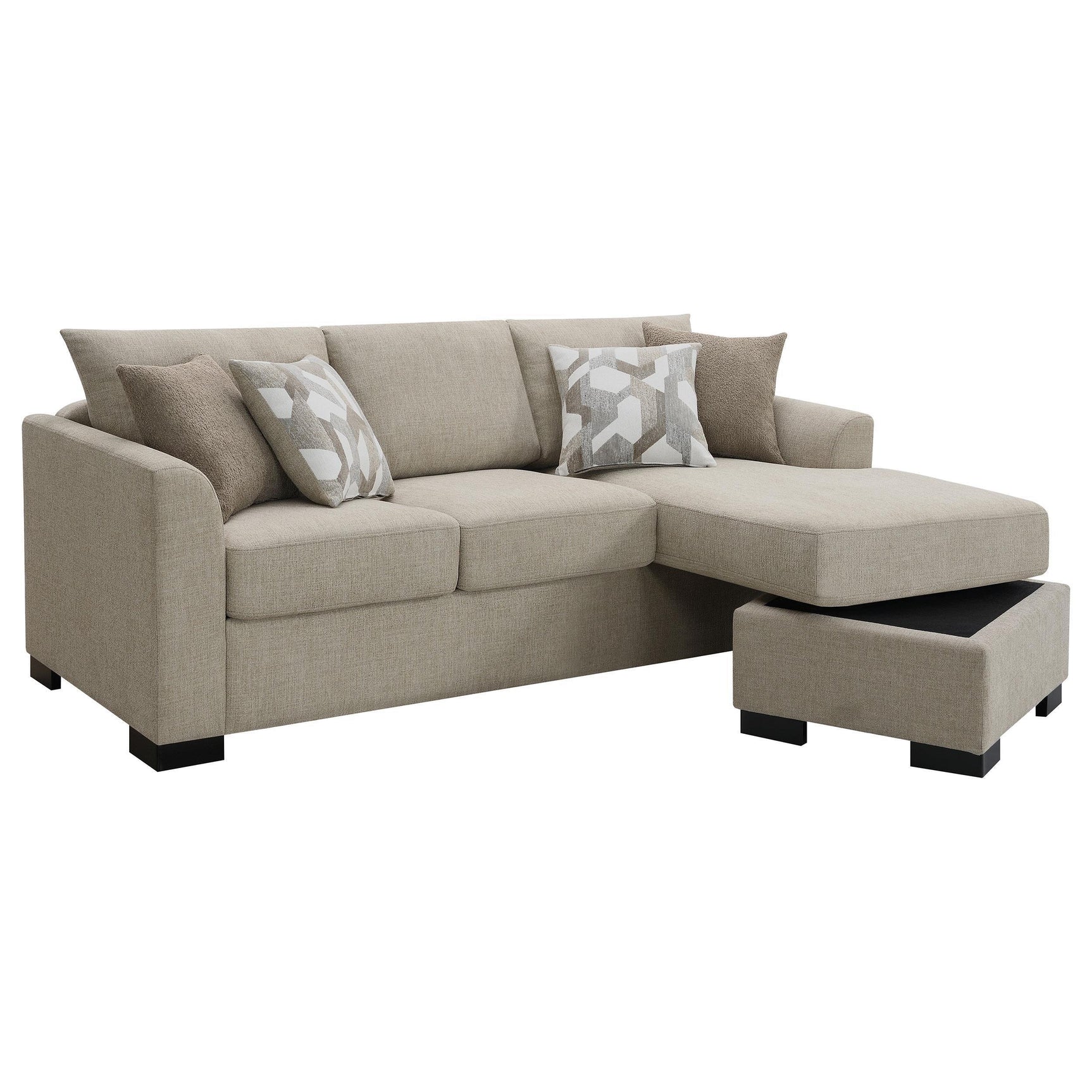 Storey Upholstered Sleeper Sectional Chaise Sofa Camel 504778 - Ella Furniture