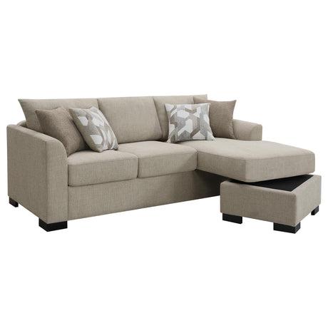 Storey Upholstered Sleeper Sectional Chaise Sofa Camel 504778 - Ella Furniture