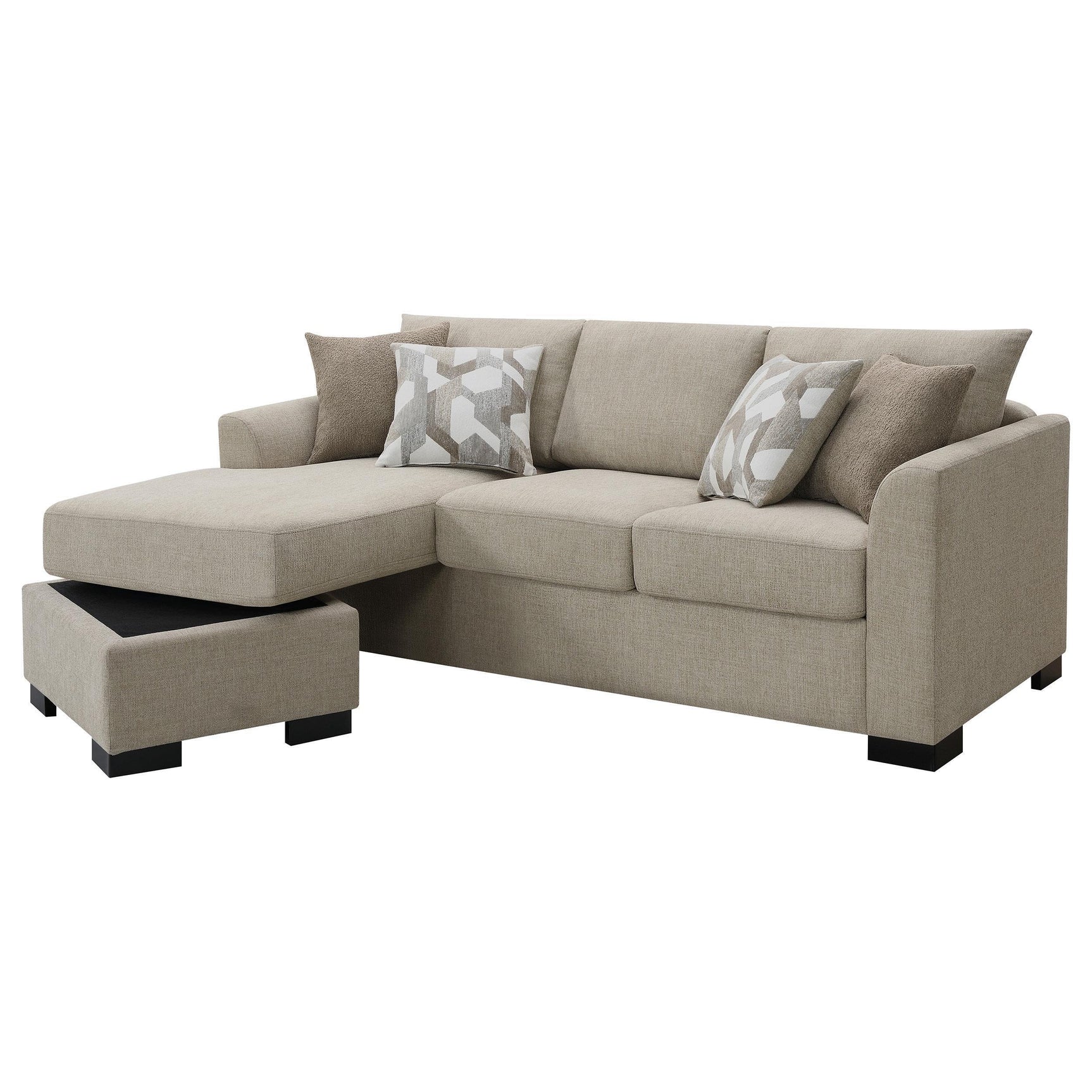 Storey Upholstered Sleeper Sectional Chaise Sofa Camel 504778 - Ella Furniture